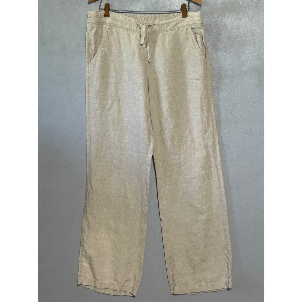 Tommy Bahama Women's Size 8 Beige 100% Linen Drawstring Elastic Back Pants